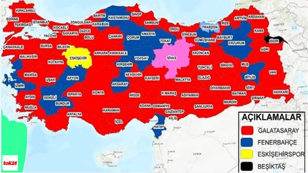 Taraftar Haritası Güncellendi: Tokat’ta En Fazla Taraftarı Olan Kulüp Hangisi? – Tokat Haberleri – Tokat Son Dakika